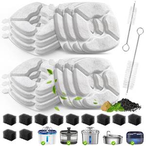 lot 20035 image: Cat Water Fountain Replacement Filters-12 Pack Cat Fountain Filters with 12 Pack Sponges, Enhanced Compatibility Pet Fountain Filter Fit for 50oz, 84oz, 95oz or 108oz Automatic Pet Dog Water Dispenser