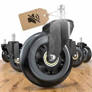 lot 20037 image: HOLKIE Office Chair Wheels Roller Blade Caster 11x22mm All Black 3 Inch Chair Wheels for Office Rubber Rolling Set of 5 for Carpet Hardwood Floors Gaming Smooth & Silence Gliding