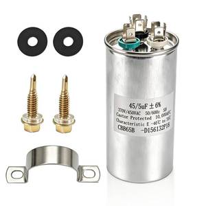 lot 20040 image: D156132P18 Capacitor 45 5uF 455MFD �6% 370V450VAC CBB65 Dual-Run Round Starting Capacitor, Suitable for AC Motor Operation, Fan Starting, or Direct use with condensers, 1 Pack.