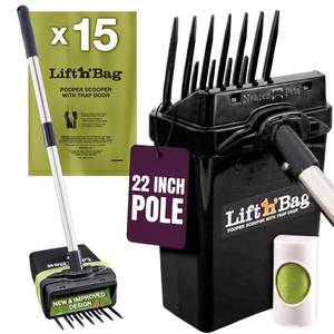 lot 20422 image: Neater Pet Brands Lift N�� Bag 2.0 Dog Pooper Scooper with Bag Attachment & 22 Pole for Small to Large Dogs, New & Improved Design, 15 Refill Bags, Heavy Duty Dog Poop Scooper for Yard, One-Hand Use