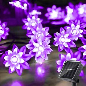 lot 20429 image: ITICdecor Solar Flower String Lights Outdoor Waterproof 50 LED Upgraded Flower Fairy Light for Garden Fence Patio Yard Christmas Tree Lawn Party (Purple)