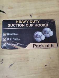 lot 20431 image: Heavy Duty Suction Cup Hooks Pack of 6 15lbs