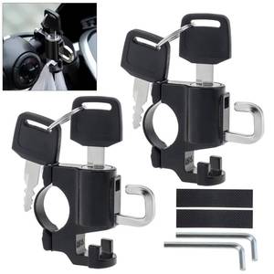 lot 20437 image: Windance 2PCS Anti-Theft Helmet Lock Hook with Mounting Clamp for Motorcycle Scooter ATV Bicycles, Aluminum Alloy Security Lock (Dual Hook)