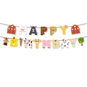 lot 20440 image: GOTPASS Farm Happy Birthday Banner Animal Theme Decorations for Kids Boys Girls Party Supplies