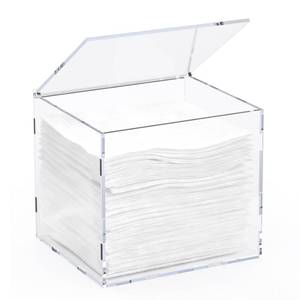 lot 20441 image: Facial Towel Holder, Large Clear Acrylic Dispenser Box with Cover fit for XL Disposable Face Towels (50 Count��not Include), Easy Assemble Bathroom Countertop Organizer for Towelettes & Wipes