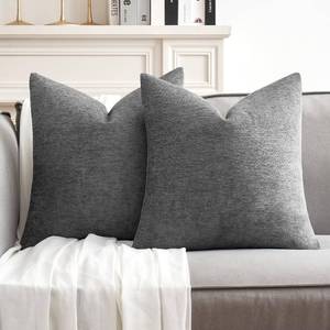 lot 20449 image: MIULEE Pack of 2 Dark Gray Decorative Pillow Covers 18x18 Inch