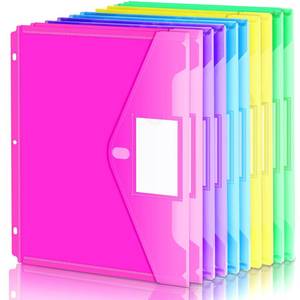 lot 20461 image: Forvencer Binder Pocket, 5 Pack Super Heavyweight Plastic Folders with Tight Closure, Folders with Pockets Side Loading, Binder Organizer, Binder Dividers with Pockets, Letter Size, Assorted Colors