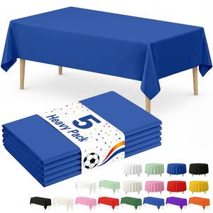 lot 20467 image: Fixwal Navy Blue Plastic Table Cloth Disposable 54 x 108 Inch, Waterproof Rectangle Tablecloth 5 Pack for Prom, Soccer Party Decoration, Graduation, Birthday