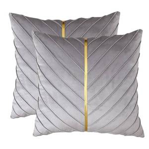 lot 20474 image: Tosleo Gray Velvet Throw Pillow Covers 20 x 20 Pack of 2 with Gold Leather Soft Pillow Cover Decorative Couch Pillowcases Luxury Modern Pillow Cases Summer Home Decor for Sofa Bed Living Room