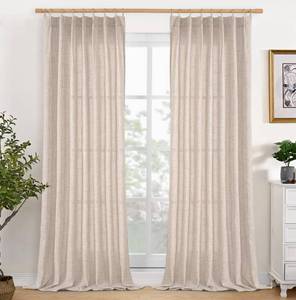 lot 20486 image: YoungsTex Linen Curtains 90 Inch Length 2 Panels for Living Room, Light Filtering Textured Drapes Natural Rustic Window Treatments for Bedroom, 40 X 90 Inch