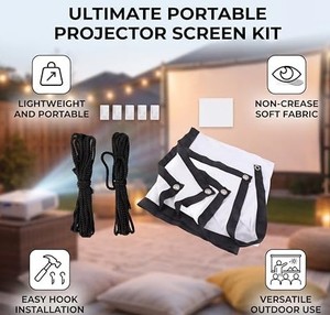 lot 14191 image: 169 Projection Screen, Non Crease White Projector Screen 169 Thicken Portable Non Crease Soft White Polyester Projector Curtain Projection Screen 100 Inch