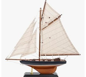 lot 14193 image: Model Sailing Yacht Two-Masted Schooner on Stand