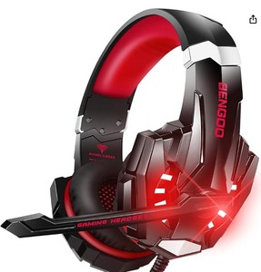 lot 14194 image: BENGOO Stereo Pro Gaming Headset for PS4, PC, Xbox One Controller, Noise Cancelling Over Ear Headphones with Mic, LED Light, Bass Surround, Soft Memory Earmuffs for Laptop Mac Wii Accessory Kits