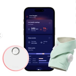 lot 14207 image: Owlet Dream Sock Smart Wearable Baby Monitor Tracks Heart Rate & Oxygen in Real Time Parents Receive Alerts, Sleep Insights & More via App - Mint (One Unwrapped)