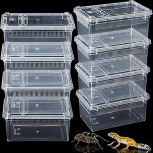 lot 1403 image: Irenare 8 Pcs Reptile Breeding Box Plastic Spider Terrarium Tarantula Feeding Box for Bearded Dragon Lizard Spider Gecko Scorpion(Vent Strips,Clear,7.48 x 4.92 x 2.95 Inch)