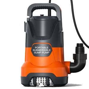 lot 1411 image: SHANGDA Sump Pump 1HP CleanDirty Submersible Water Draining Pump 4500GPH Electric Portable Water Transfer Pumps for Pool Basement Garden Spa Hot Tubs Pond Flood Yard, Light Orange
