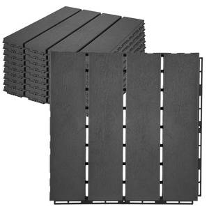 lot 1413 image: DLYYPLUS 9 PCS Plastic Interlocking Deck Tiles, 11.6 x 11.6 Patio Flooring Outdoor Waterproof All Weather Use, Decking Tiles for Backyard Balcony Porch Garden