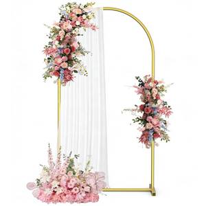lot 1414 image: Vowparty 6.6 FT Wedding Arch Backdrop Stand, Gold Metal Arch Stand for Wedding Ceremony, Birthday Party, Baby Shower, Graduation, Floral Balloon Decoration
