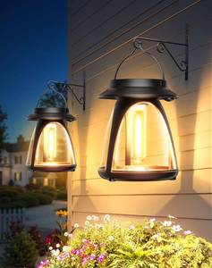 lot 1434 image: BUCASA Outdoor Hanging Solar Lanterns, IP65, 2 Brightness Modes, 2 Pack