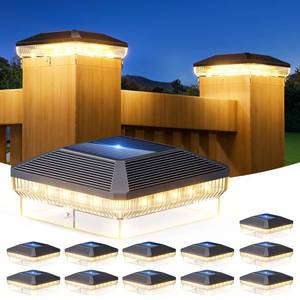 lot 1435 image: ENSLI 12 Pack 4x4 Solar Post Cap Lights with 3 Modes, 40 LEDs Fence Post Solar Lights Outdoor Waterproof, 30 Lumens Fence Deck Post Lights Solar Powered for 4x4 3.5x3.5 Vinyl Wooden Posts