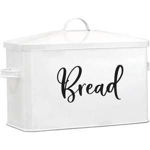 lot 1449 image: Classic Metal Bread Box, Large Bread Storage Container with Lid, Farmhouse Bread Bin and Storage Container for Kitchen Countertop, White