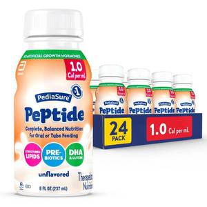 lot 1462 image: PediaSure Peptide 1.0 Cal, Peptide-Based Formula, Complete, Balanced Nutrition for Oral or Tube Feeding, Unflavored, 8-fl-oz Bottle, Pack of 24