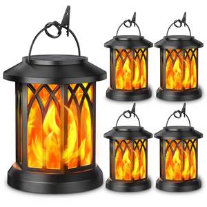 lot 1517 image: KOOPER 4 Pack Solar Lantern Outdoor Lights, Upgraded Flickering Flame Solar Lanterns Lights Outdoor Waterproof, Hanging Lantern Decorative, Solar Powered Lanterns for Yard Patio Path Tree Garden Decor