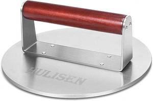 lot 2008 image: HULISEN 8.5-Inch Burger Press, 2.5 lbs Heavy Duty Bacon & Grill Press, Stainless Steel Smashed Burger Press, Round Smasher with Wood Handle, BBQ Griddle Accessories for Hamburger, Steak, Meat