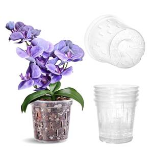 lot 2009 image: TRUEDAYS Orchid Pot �� 4 Pack 5 Inch Clear Orchid Pots with Drainage Holes for Repotting �� Ideal for Healthy Root Growth �� Sturdy Plastic Plant Pot for Indoor & Outdoor Plants