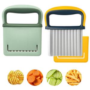 lot 2014 image: Paoeyrb 2 Pack Crinkle Cutter Set - French Fry Cutter for Potatoes, Premium Stainless Steel Potato Slicer, Safe Wavy Veggie Slicer with Blade Cover, Space-Saving Crinkle Knife