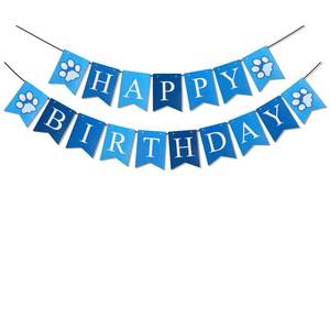 lot 2020 image: Dog Claw Happy Birthday Banner, Puppy Dog Birthday Party Banner Decorations, Reusable Puppy Theme Party Supplies Garland Backdrop Pet Theme Celebration Banners Signs for Teens Boys Girls (Blue)