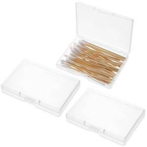 lot 2027 image: KALIONE 3-Piece Portable Travel Cotton Pad Holder - Bathroom Vanity Countertop Storage Organizer - Cotton Ball & Swab Dispenser - Transparent