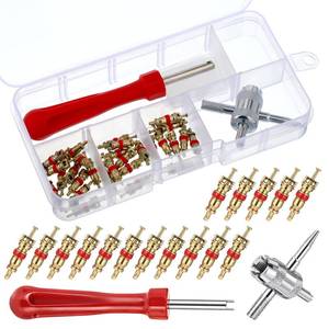 lot 2028 image: salbsever 32 PCS Tire Valve Core, Valve Core Removal Tool, ValveCore Universal Remover Tool Kit, Dual Head AC Tire with Cores, Caps