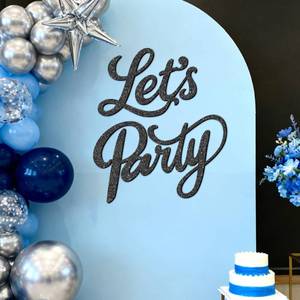lot 2031 image: Babenest Lets Party Felt Sign, Flash Black Reusable Glitter Letter Banner for Backdrop, Balloon Arch Decor, Party Supplies for Graduation, Birthday, Wedding, Bachelorette, Christmas, Home Bar, Man Cave Wall Decorations