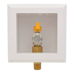 lot 2046 image: HYDRO MASTER Gas Outlet Box, 34 NPT Gas Supply Box, Recessed Gas Supply Box with Quarter Turn Shut-Off Ball Valve, White Outlet Box for Residential and Commercial Gas Applications