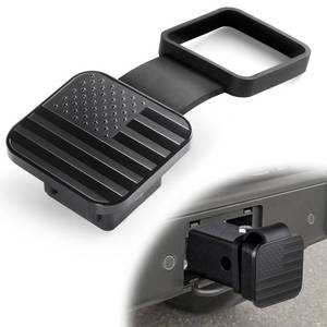 lot 2048 image: UYYE 2 Inch Rubber Trailer Hitch Cover, American Flag Rubber Tow Tube Cover Plug Cap, Car Exterior Accessories Fits for Most Vehicles Hitch Receivers, Hitch Cover Tube Plug Cap (Black)