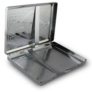 lot 2057 image: Retro Cigarette Case Victorian Style Metal Holder for Regular, King and 100s Size Credit Card Holder Pocket, Large with Diamon Pattern RFID Protective Security Wallet (Dia-L100, Silver)
