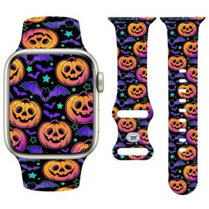 lot 2062 image: Watbro Halloween Watch Band Compatible with Apple Watch 38mm 40mm 41mm 42mm 44mm 45mm 49mm Women Men,Soft Silicone Cute Sport Strap Design for Apple Watch Ultra iWatch Series 10 9 8 7 6 5 4 3 2 1 SE Band