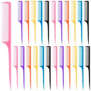 lot 2093 image: Yaomiao 24 Pcs Rat Tail Combs Bulk Braiding Comb for Woman Parting Combs Hair Colored Teasing Pin Tailcombs Styling Tailcombs with Thin and Long Handle Men Hair Stylist Salon Supplies, 6 Colors