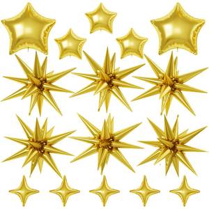 lot 2102 image: Gold Star Balloons, 221810 Inch Foil Balloons, Four-Pointed Balloon for Women Men Birthday Graduation Celebration Wedding Baby Shower Decorations