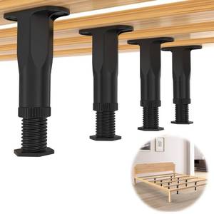 lot 2106 image: Yuleimy Adjustable Bed Frame Support Legs (5.1-8.3), Heavy Duty Slat Legs & Bed Legs Replacement for KingQueen Size Bed Slats, Hardware Included, Black, 4 PCS