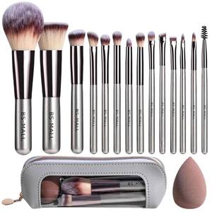 lot 2117 image: Travel Makeup Brush Set BS-MALL14 PCS Professional Makeup Brushes with Case & Sponge for Foundation, Concealer, Powder, Blush & Eyeshadow, Soft Synthetic Brush Kit for Women, Beginners & Travelers