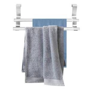 lot 2450 image: Omabeta Adjustable Double Layer Stainless Steel Towel Rack �� Telescopic 26-40cm Bathroom Organizer, Easy to Install(1PCS)