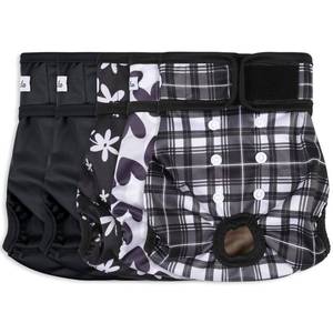lot 2459 image: Female Dog Diapers 5Pcs - Premium Reusable Diapers for Doggie in Heat - Highly Absorbent Dog Diapers Female for Pet Incontinence with Adjustable Snaps, Black, M
