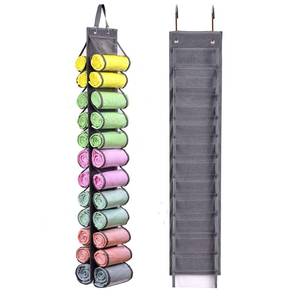 lot 2470 image: RZMAYIS Legging Storage Bag Storage Hanger Can Holds 24 Leggings or Shirts Jeans Compartment Storage Hanger, Foldable Leggings Organizer Clothes Portable Closets Roll Holder(Grey)