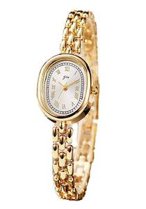lot 2476 image: PASOY Women��s Bracelet Watch Small Face �� Elegant Oval Quartz Analog Wristwatch with Metal Link Band, Gold & Silver Options, Slim Roman Numeral Dial Dress Watch for Ladies (GoldWhite)
