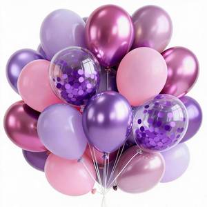 lot 2480 image: PartyWoo Pink and Purple Balloons 66pcs 12 Inch Baby Pastel Light Metallic Pink Light Purple Lavender Lilac Confetti Balloons for Baby Shower Princess Butterfly Birthday Party Decorations