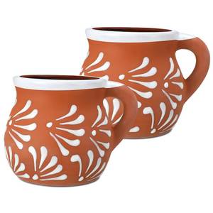 lot 3853 image: Baderke 2 Pack Mexican Pottery Mugs Mexican Coffee Mugs Clay Cups for Women Men Birthday Graduation Wedding Holiday Parties Gifts, White Terracotta Design, 12 oz