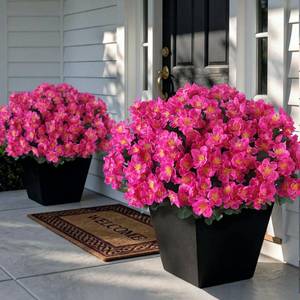 lot 3865 image: Juxdp 8 Bundles Artificial Camellia, Fake Silk Bouquet Flowers(Rose Red)