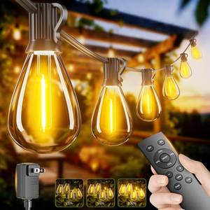 lot 3866 image: Sikitul 70FT Outdoor String Lights with Remote & Dimmable, 241 Shatterproof Waterproof Bulbs, Dimmable Outside Hanging Patio Lights for Backyard, Porch, Deck, Garden 2200K Warm Yellow